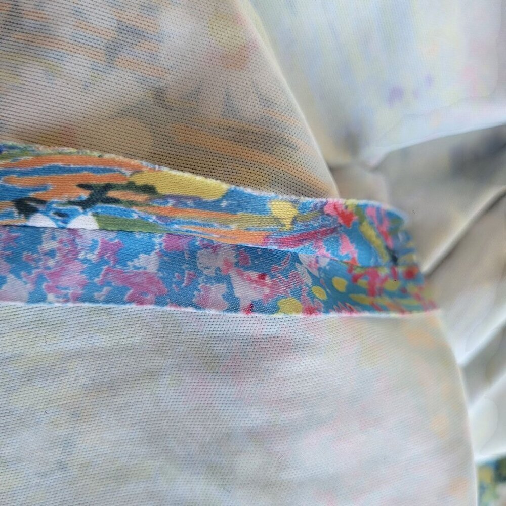 Sandy Gray Vintage Floral Dress Canadian Made Monet Style Stretch Small Medium - Picture 12 of 13